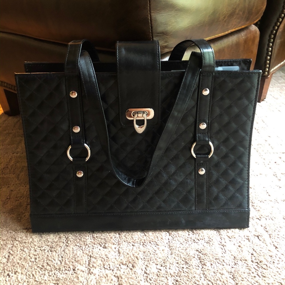Black Quilted Professional Binder Tote - Unbranded